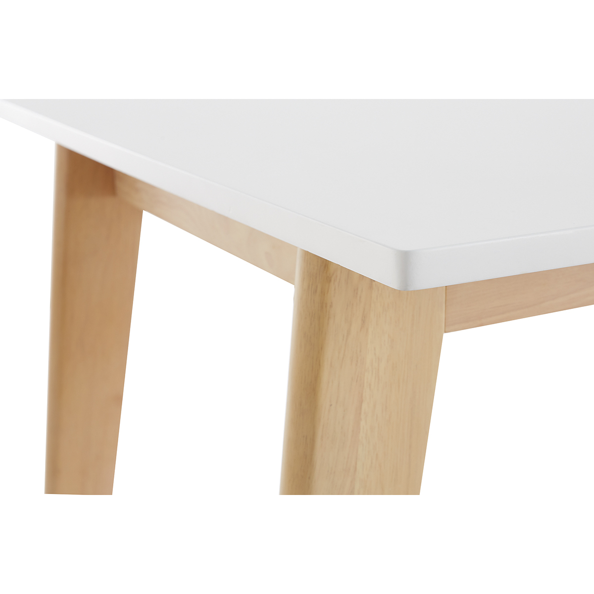 Table extensible rallonges intégrées rectangulaire blanche et bois clair L160-205 cm SWAD blanc, MILIBOO