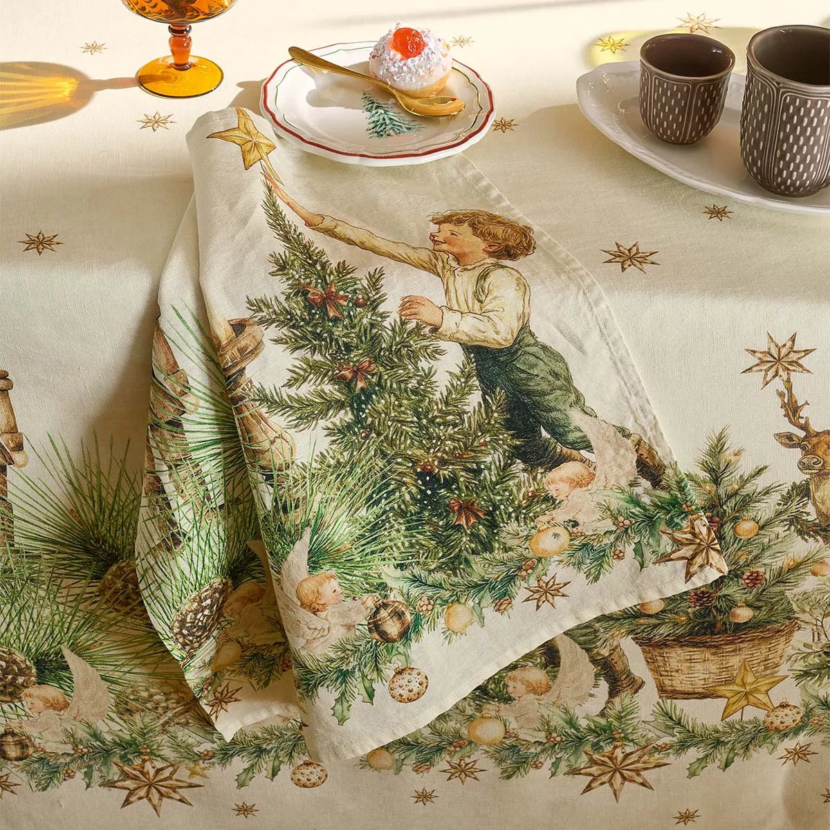 Nappe lin & coton lavé NOEL VINTAGE dore, GARNIER THIEBAUT