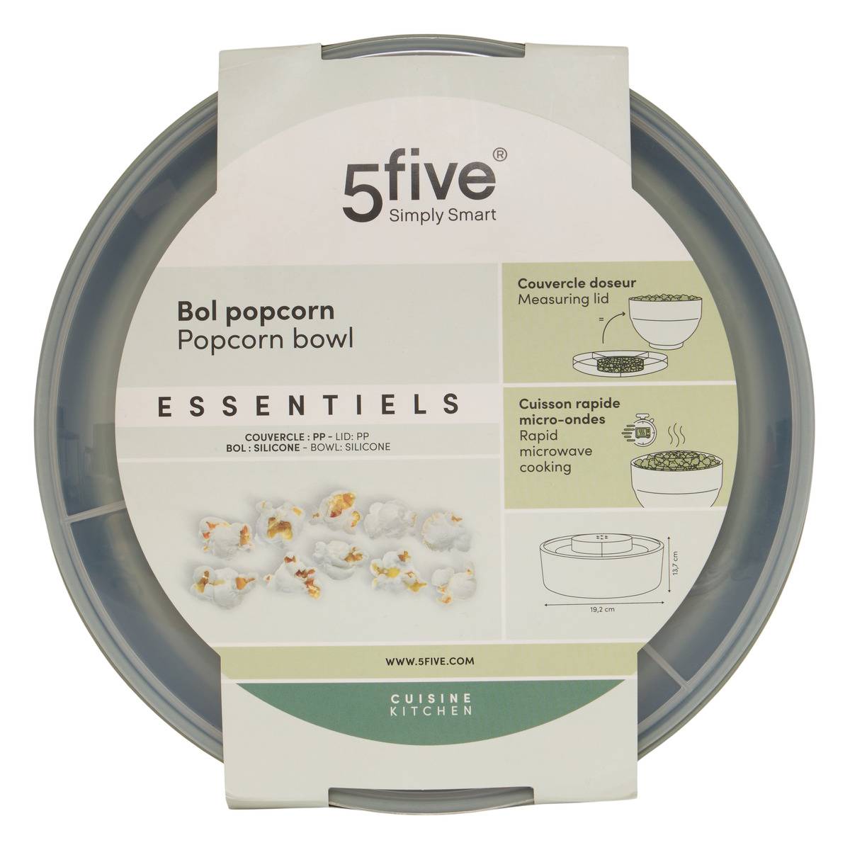 Bol rétractable avec couvercle ESSENTIELS vert, 5FIVE SIMPLY SMART