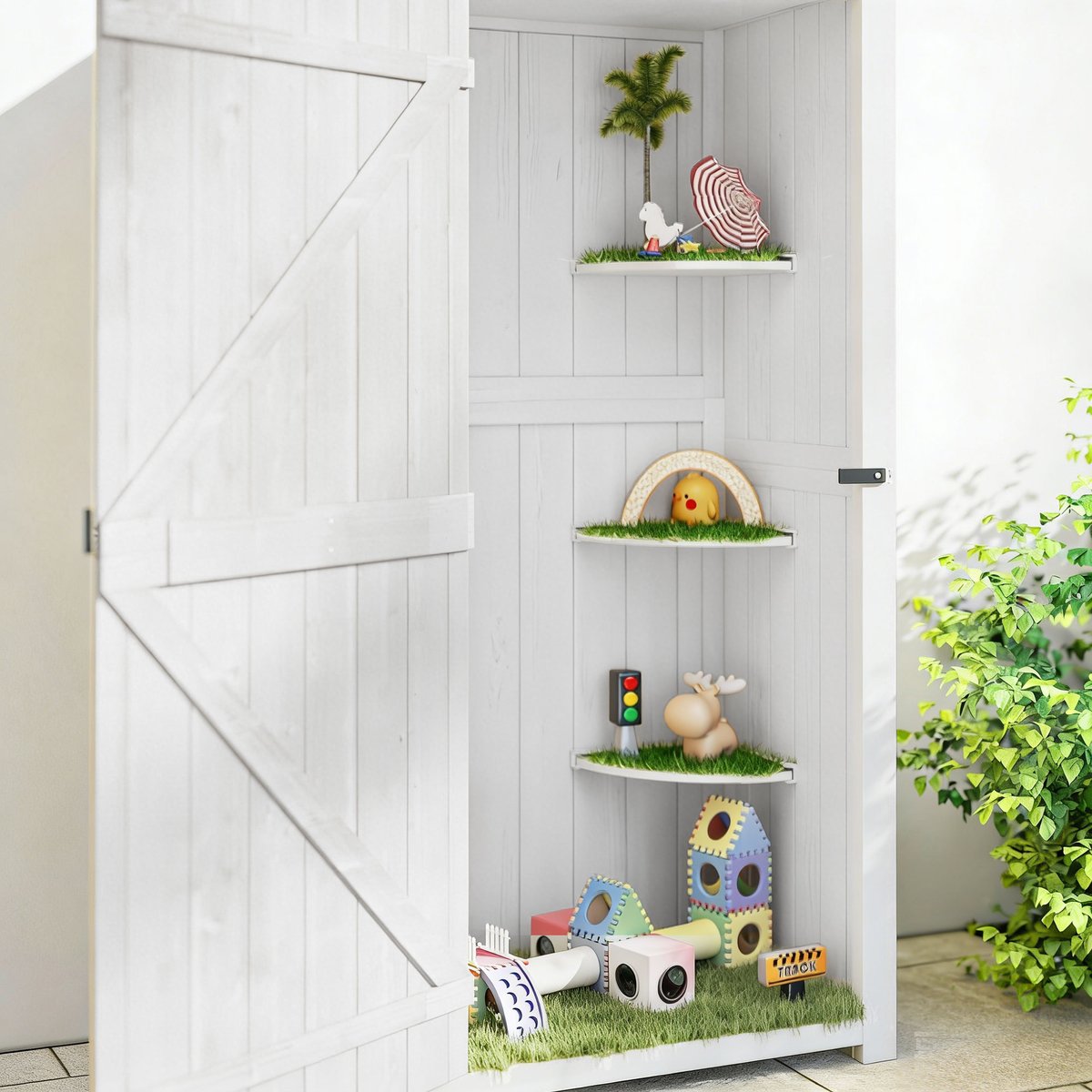 Abri de jardin Bois Gris clair gris clair, OUTSUNNY