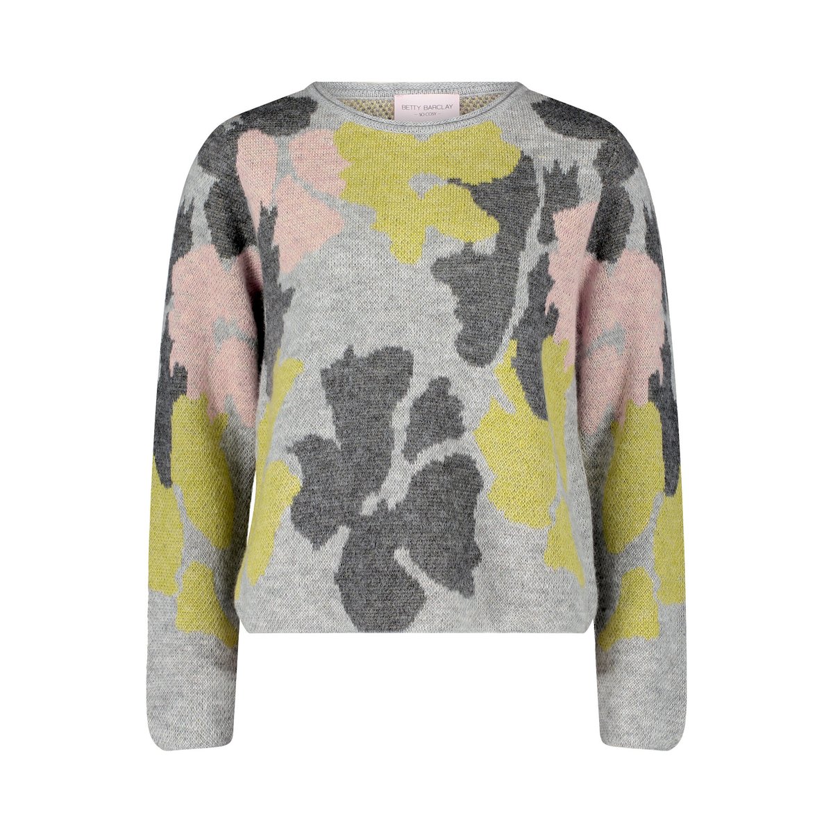 Pull-over en grosse maille à motif jacquard patch grey/green, BETTY BARCLAY