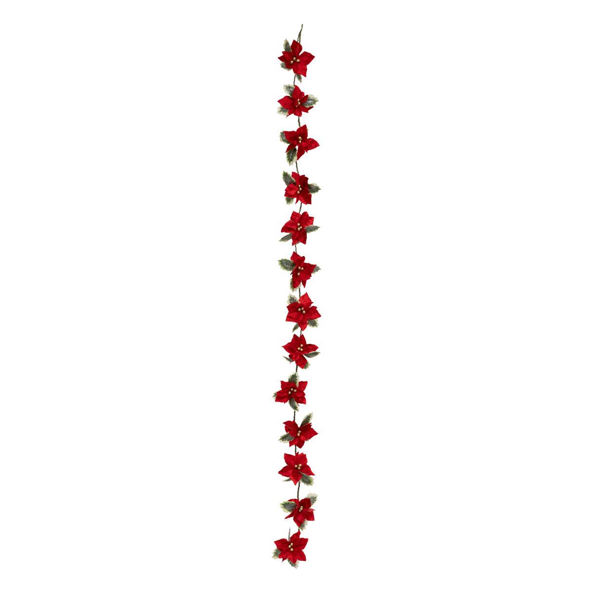 Guirlande poinsettia 1,80m plastique multicolore, ATMOSPHERA