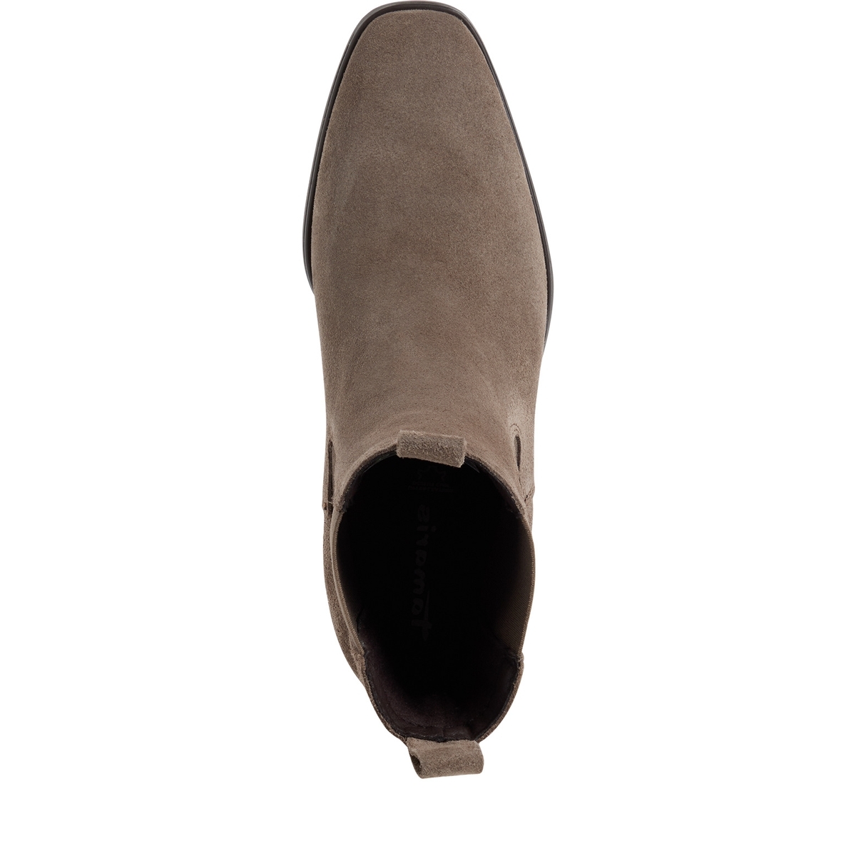 Bottine Chelsea en cuir marron taupe suède, TAMARIS