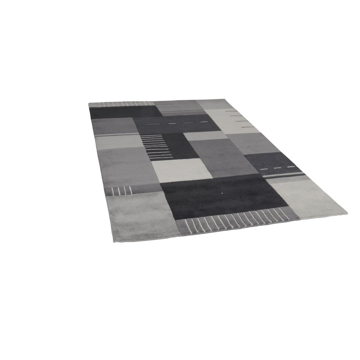 Tapis en laine vierge noué à la main gris, THEKO
