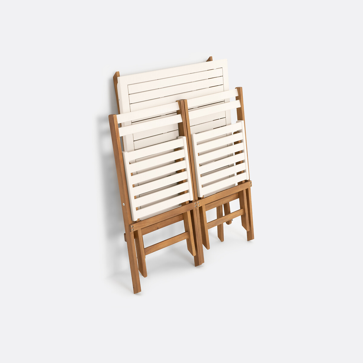 Conjunto de jardim dobrável, em acácia, 2 lugares, mesa quadrada e 2 cadeiras, DUDENA seixos, LA REDOUTE INTERIEURS
