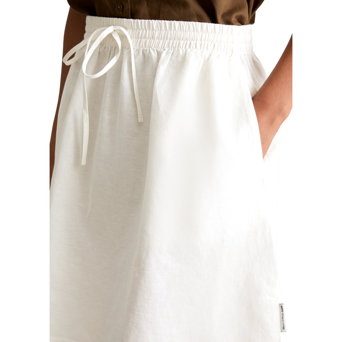 Jupe courte A-Shape en mélange de lin et de coton blanc, MARC O’POLO DENIM