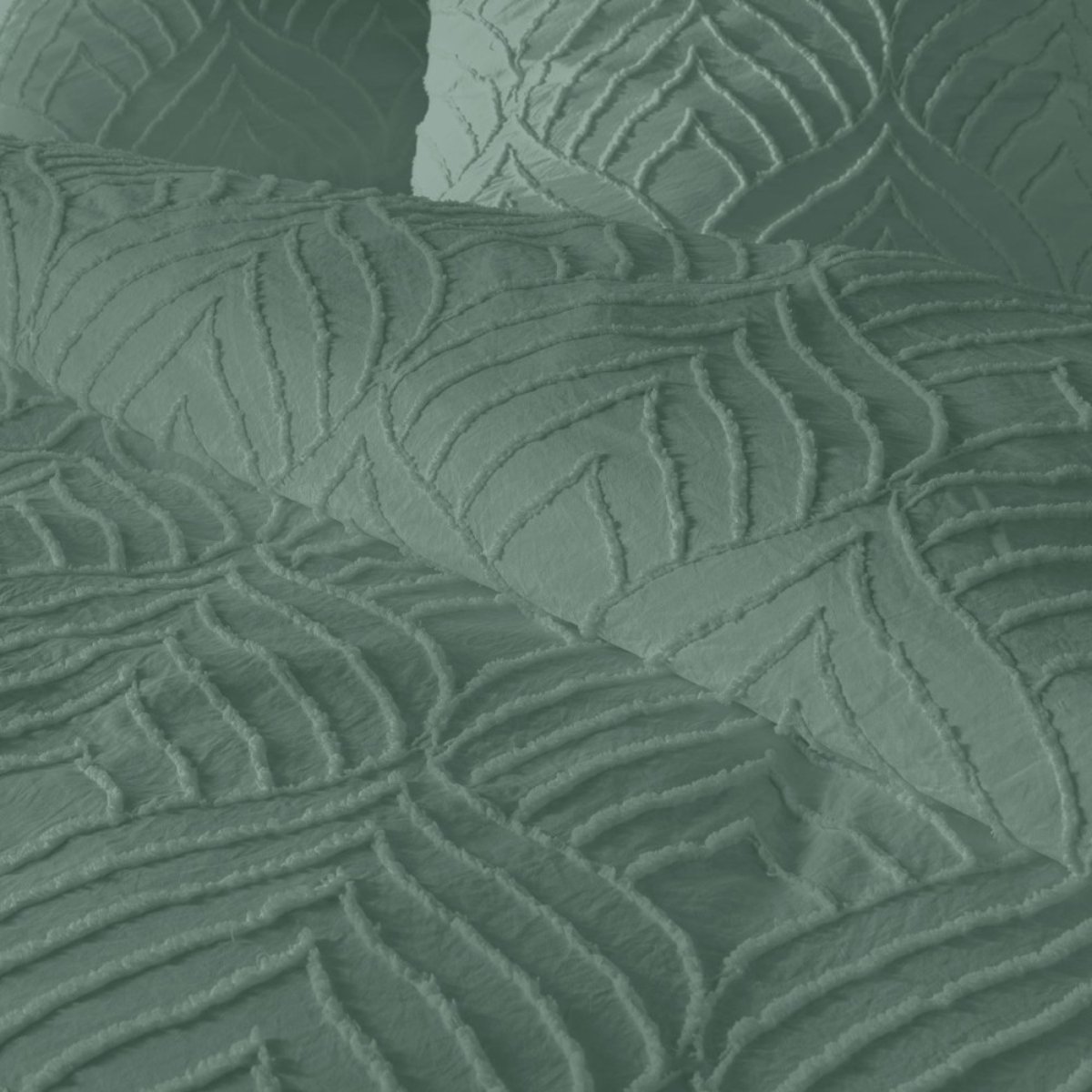 Housse de couette 240x220 + 2 taies tuftée Cèdre vert, DECORATIE