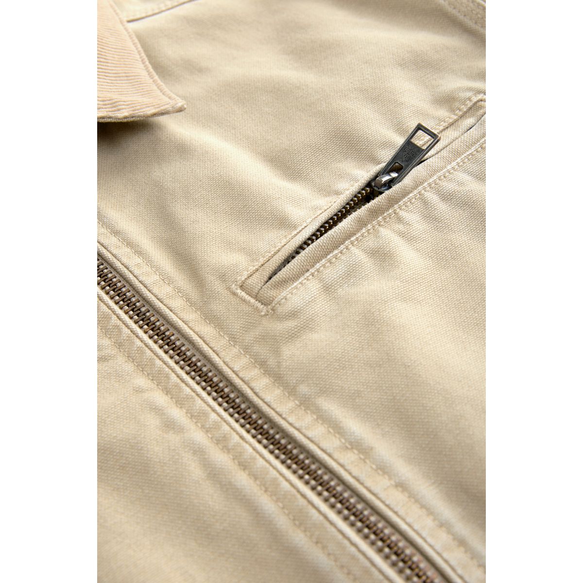 Veste ouvrier en toile avec col côtelé grège, NEXT