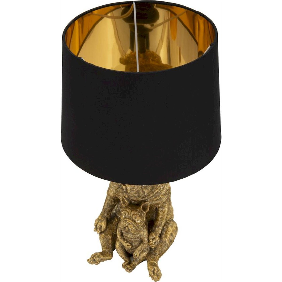 Lampe à poser duo de chiens sculptés MODERN doré et noir, RECOLLECTION