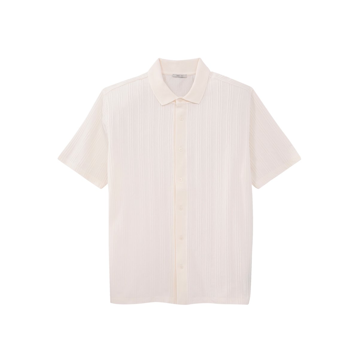 Chemise slim en maille jeux de rayures blanc cassé, IKKS
