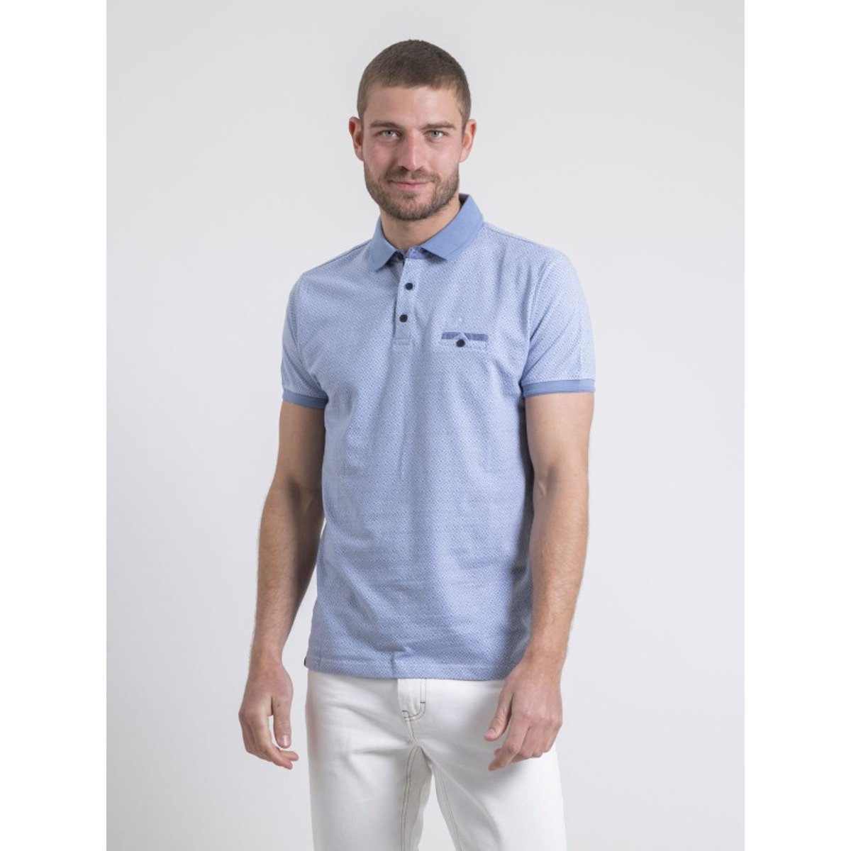 Polo Manches Courtes Pur Coton Poulouka bleu marine, RITCHIE