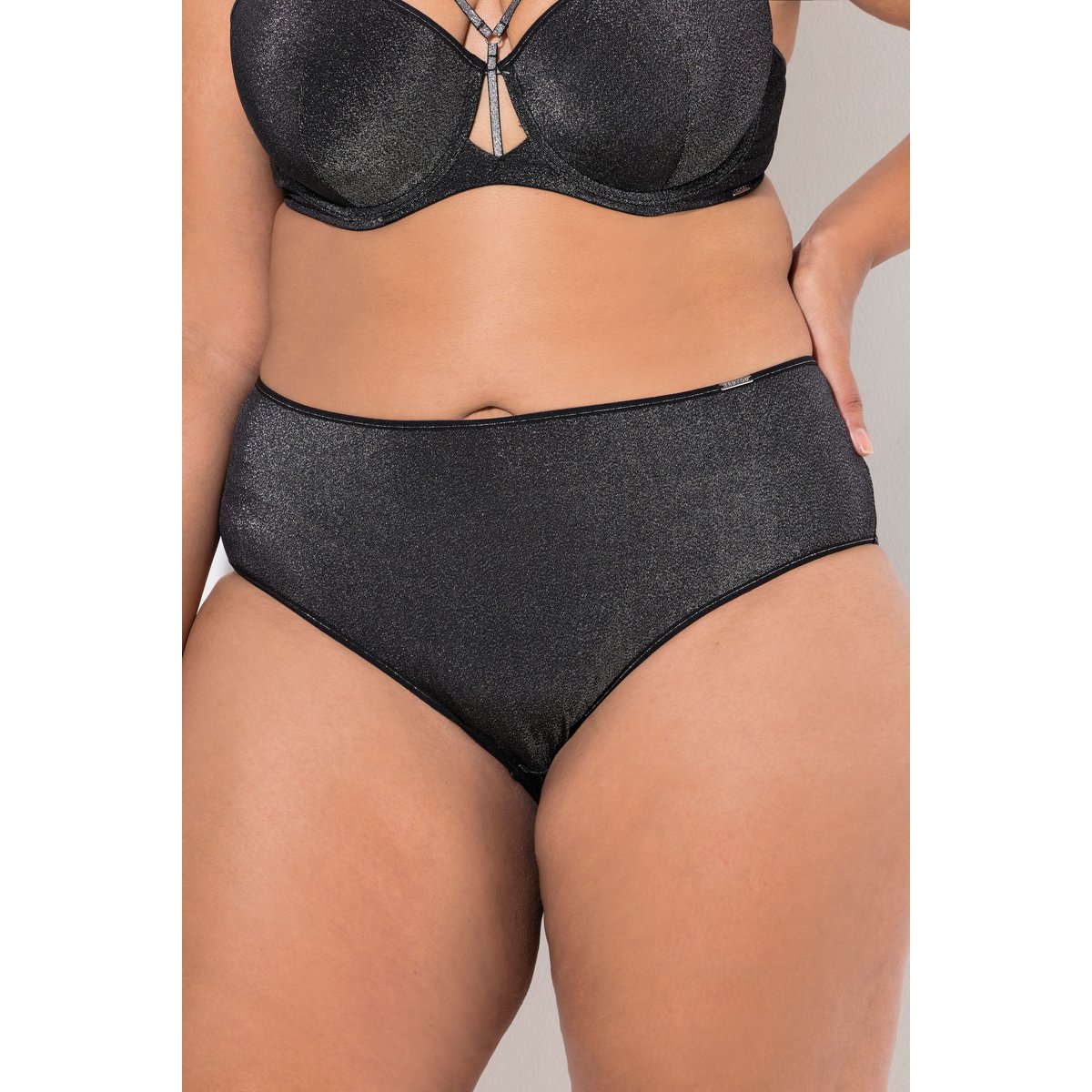 Culotte midi, effet métallique noir, ULLA POPKEN