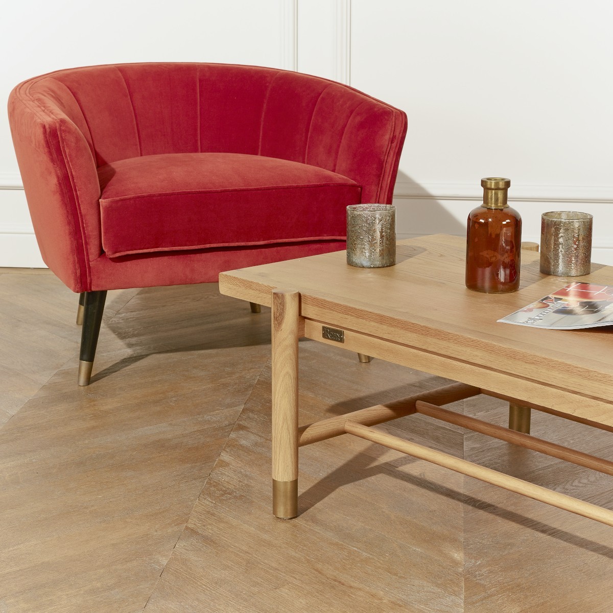 Table basse rectangulaire style scandinave en chêne GEORGETOWN beige, ROBIN DES BOIS
