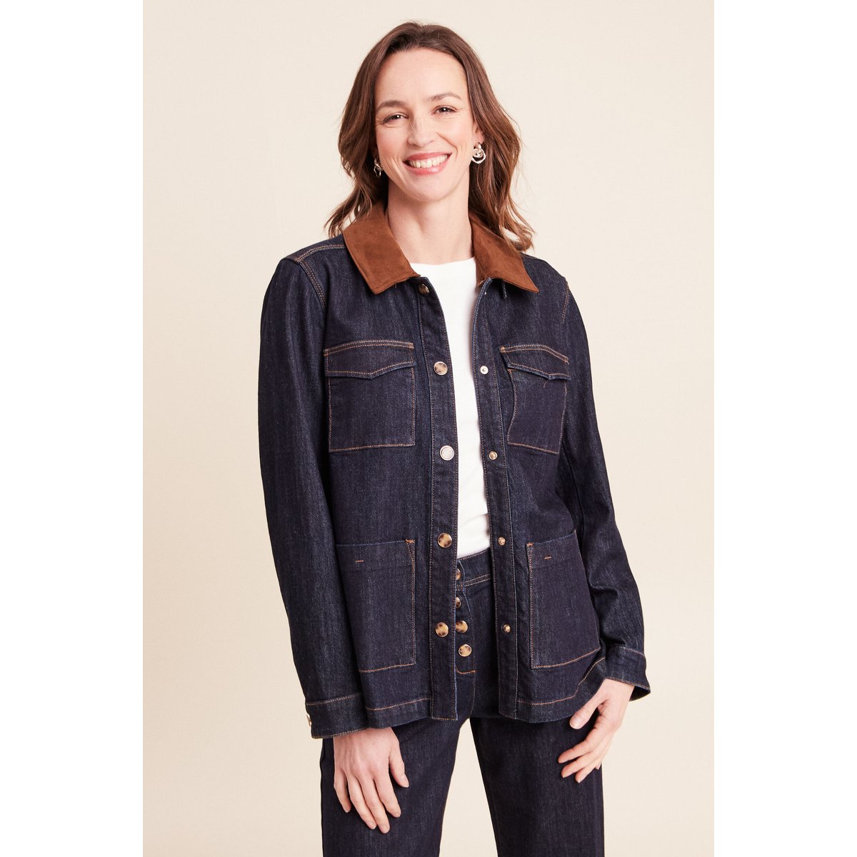 Veste droite à manches longues denim brut, BREAL