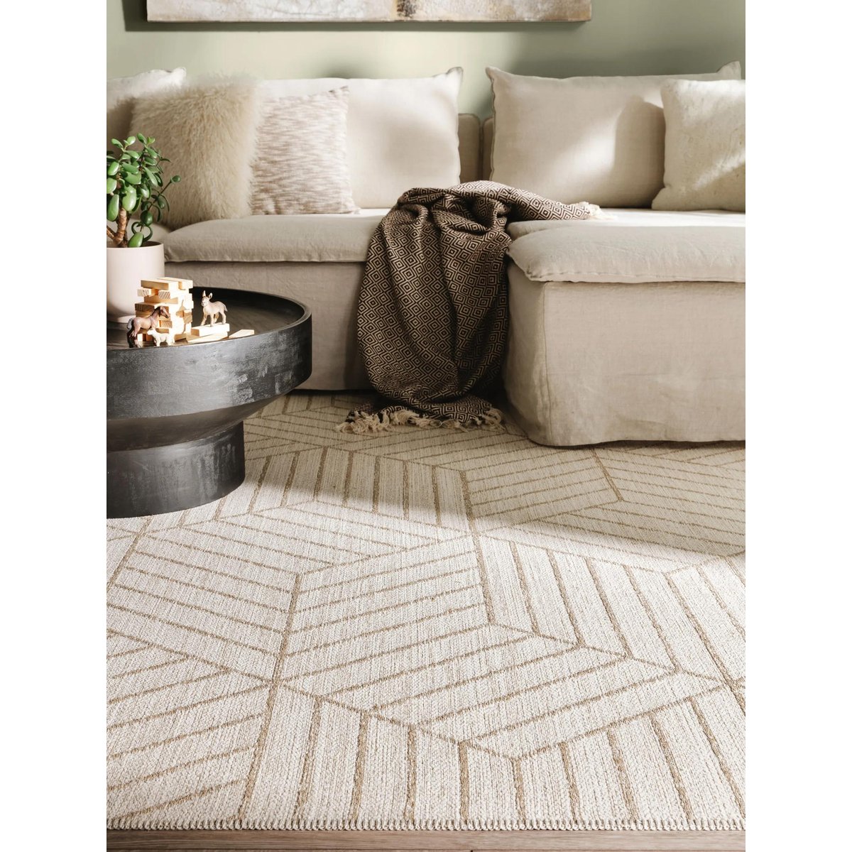 Tapis tissé à plat ELENA crème/beige, BENUTA 
