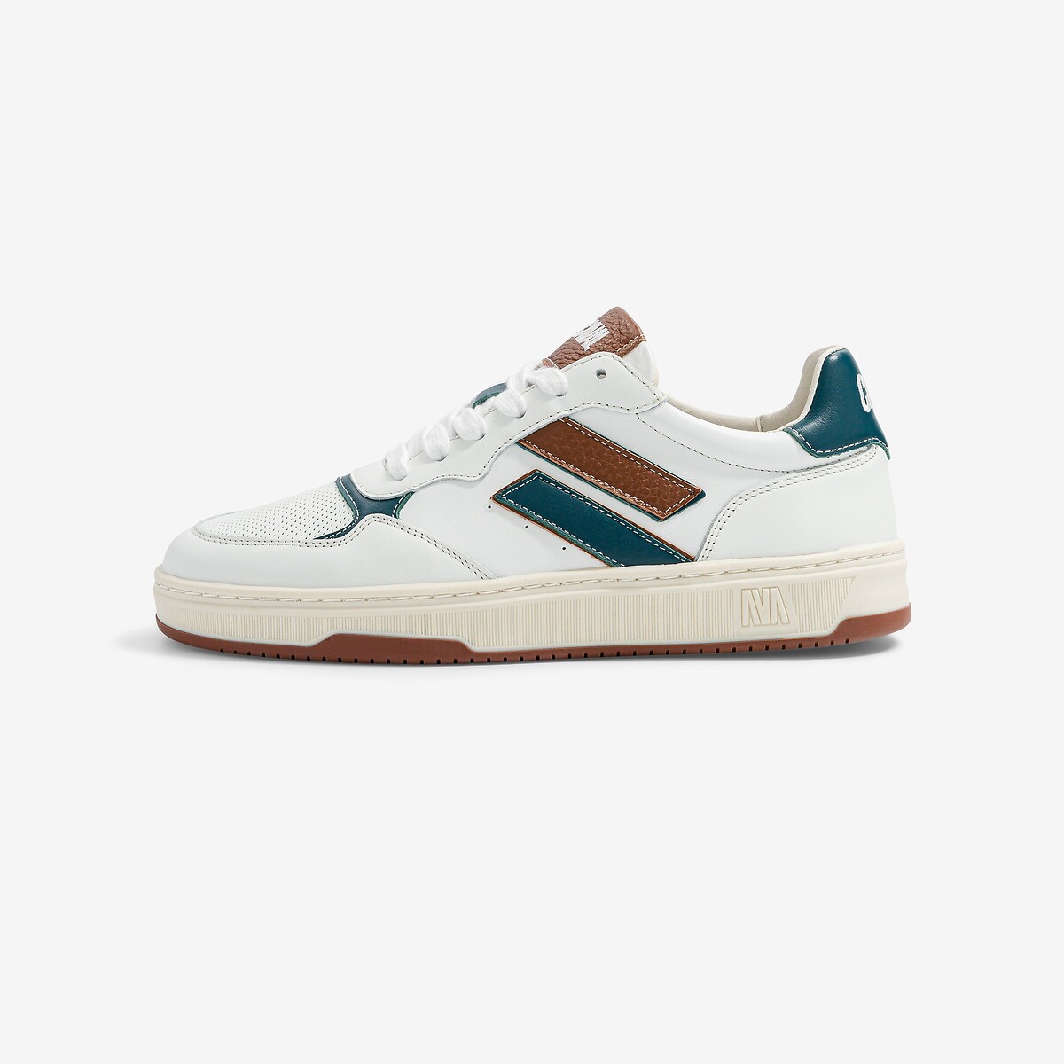 Baskets en cuir Flow blanc/vert/camel, CAVAL