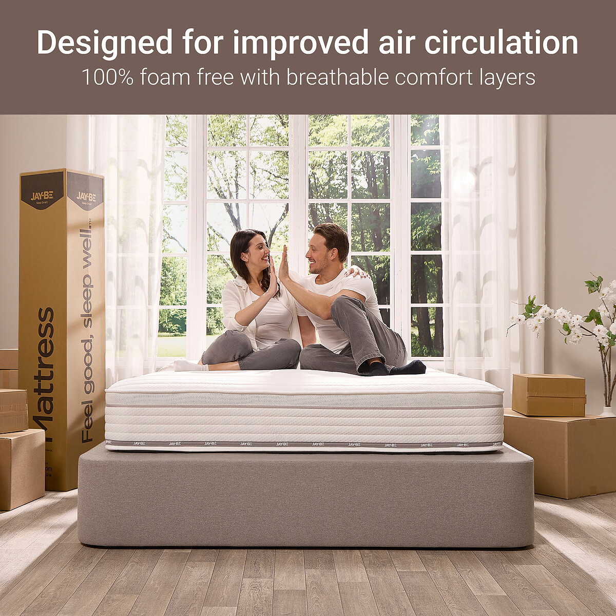 Jay-Be® Firm Hybrid 2000 e-Pocket™ Truecore® Eco-Friendly Mattress white, JAY-BE