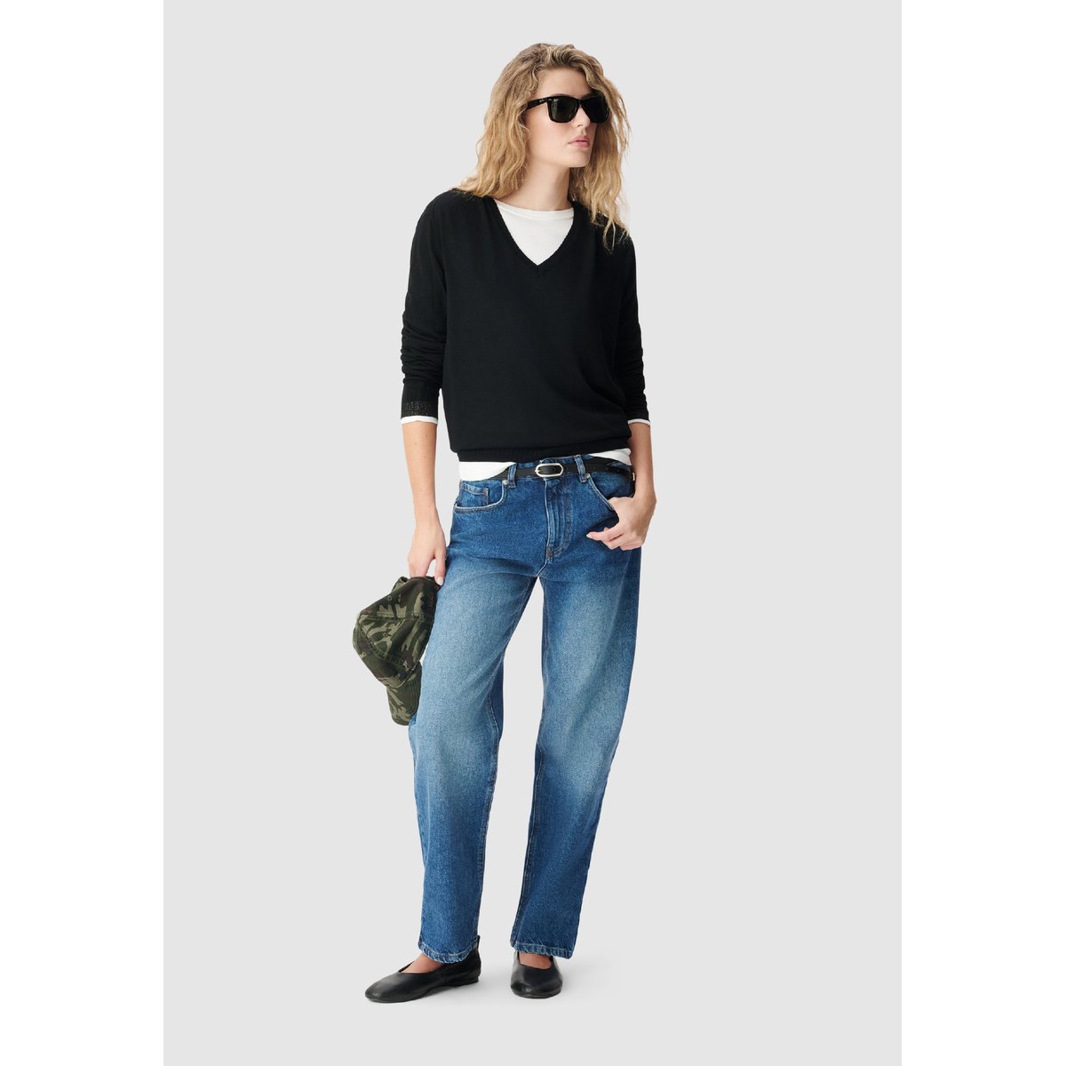 Pull encolure V 100% laine noir, IKKS