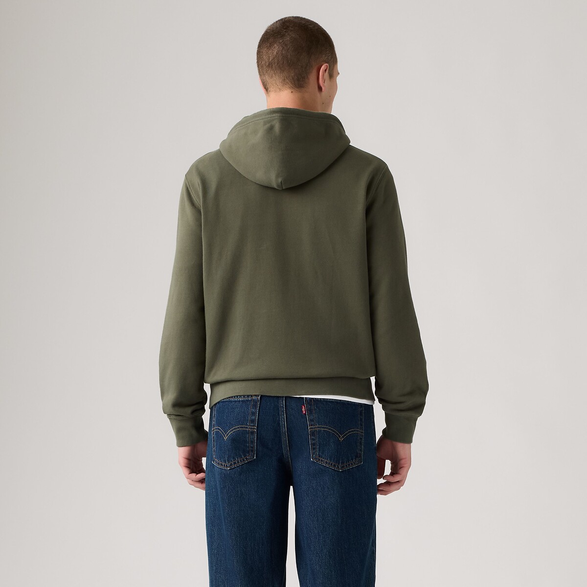 Sweat zippé à capuche col rond vert kaki, LEVI'S