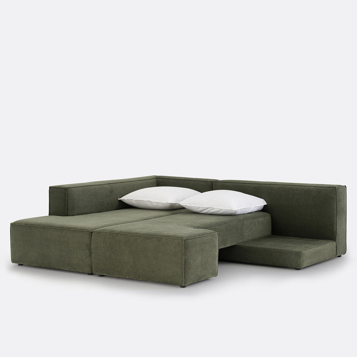 Canapé angle convertible polyester texturé, Ginosa vert forêt, LA REDOUTE INTERIEURS