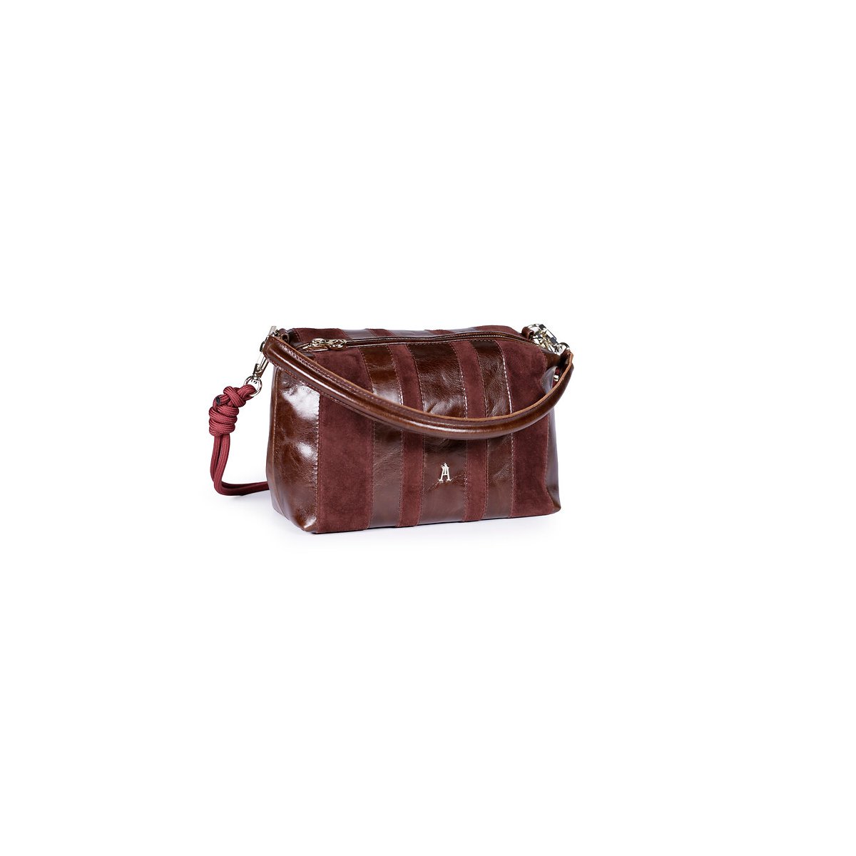 Sac en cuir à effet rayures, MINI HALO bordeaux, CRAIE STUDIO