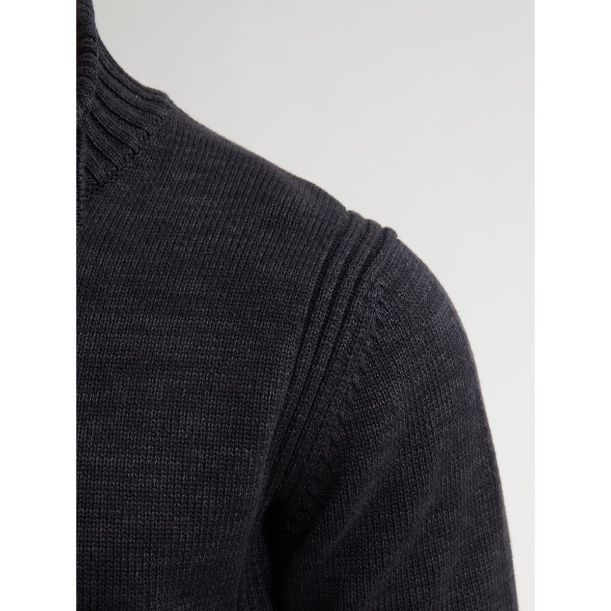 Pull col montant boutonné noir deep black, PETROL INDUSTRIES