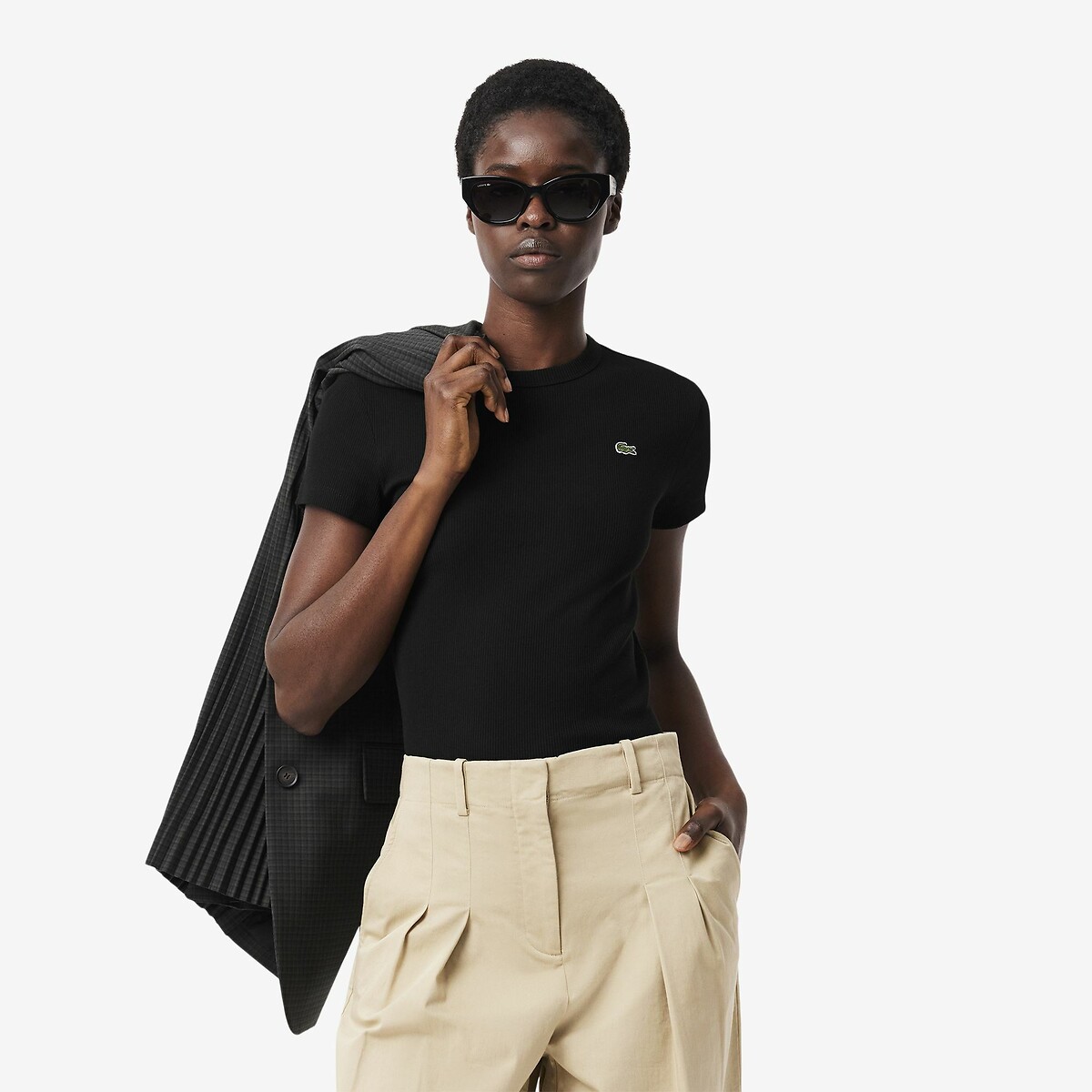Slim Fit T-Shirt black, LACOSTE