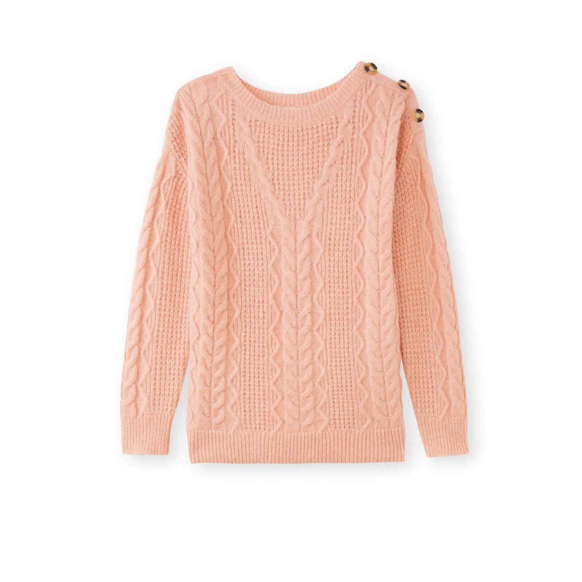 Pull maille fantaisie col rond rose, DAXON