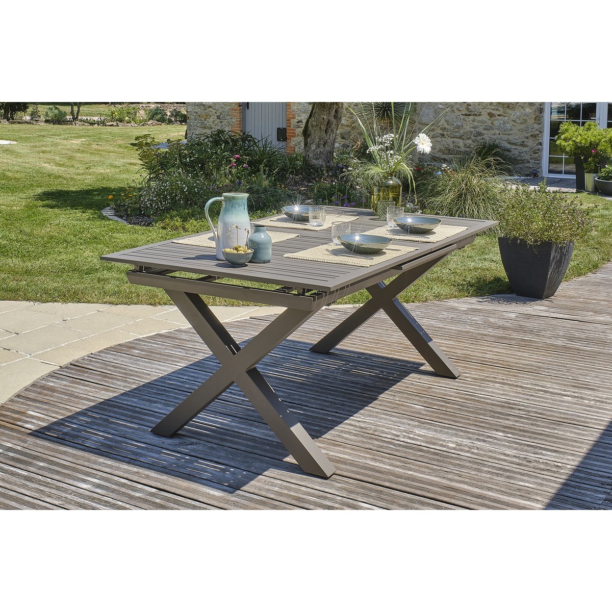 Table de jardin en aluminium FLORIDE quartz, DCB GARDEN