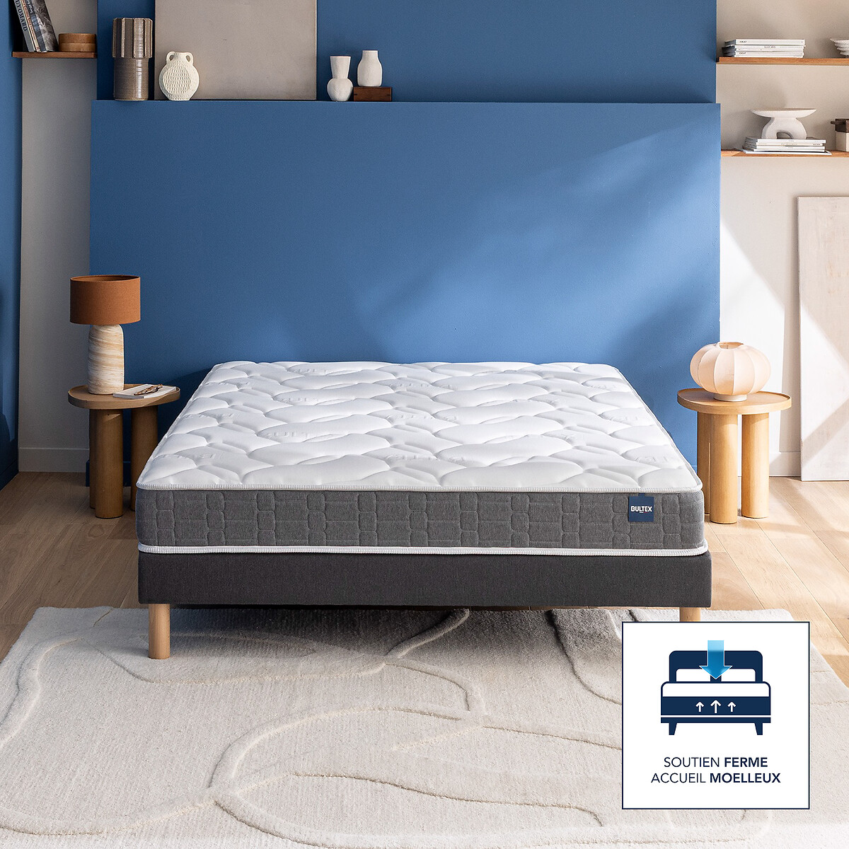 Set aus HR-Schaummatratze + Bettrahmen Essential 2 weiss/grau, BULTEX