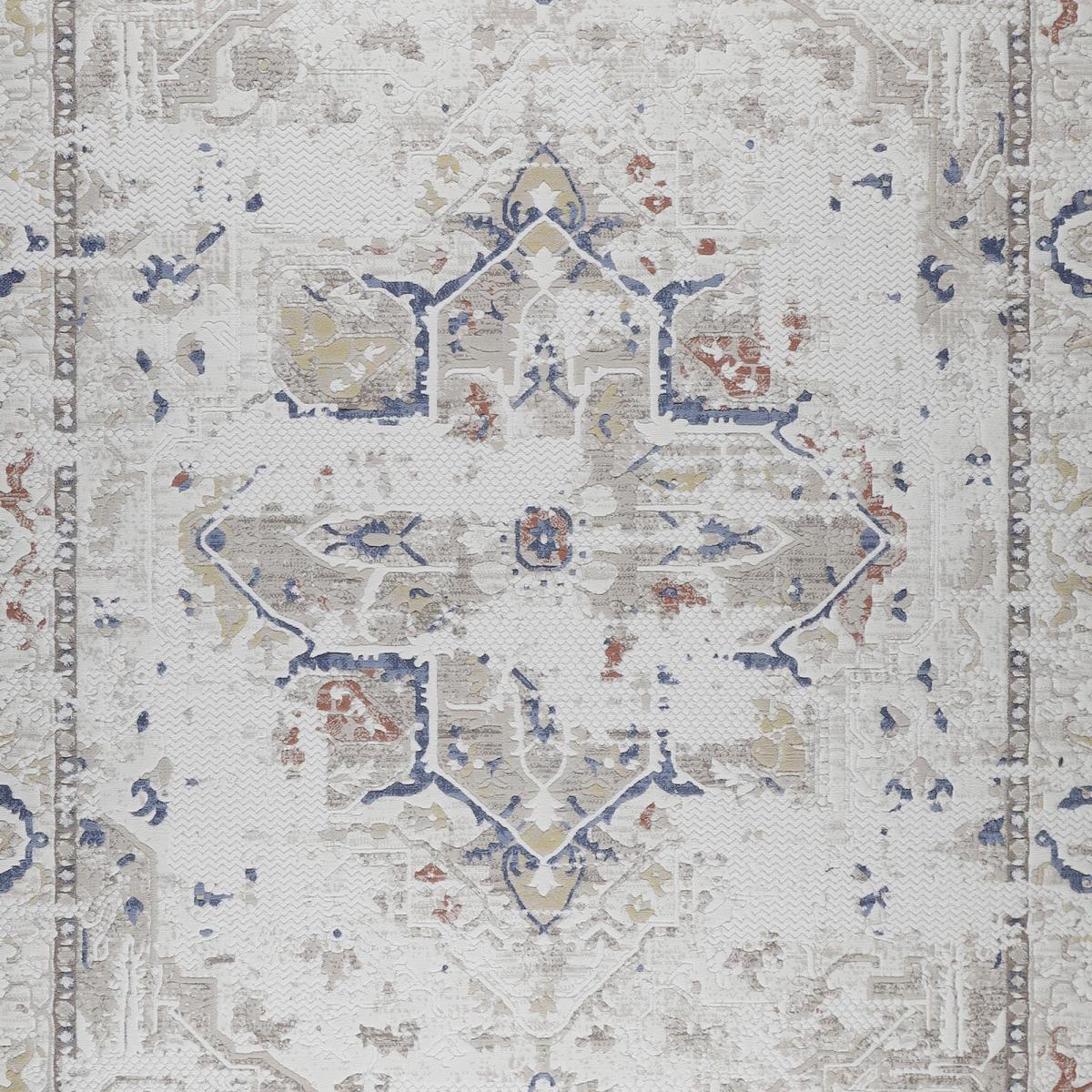 Tapis d'orient, motif oriental, LYN55 SAMARA crème, beige, bleu, UN AMOUR DE TAPIS