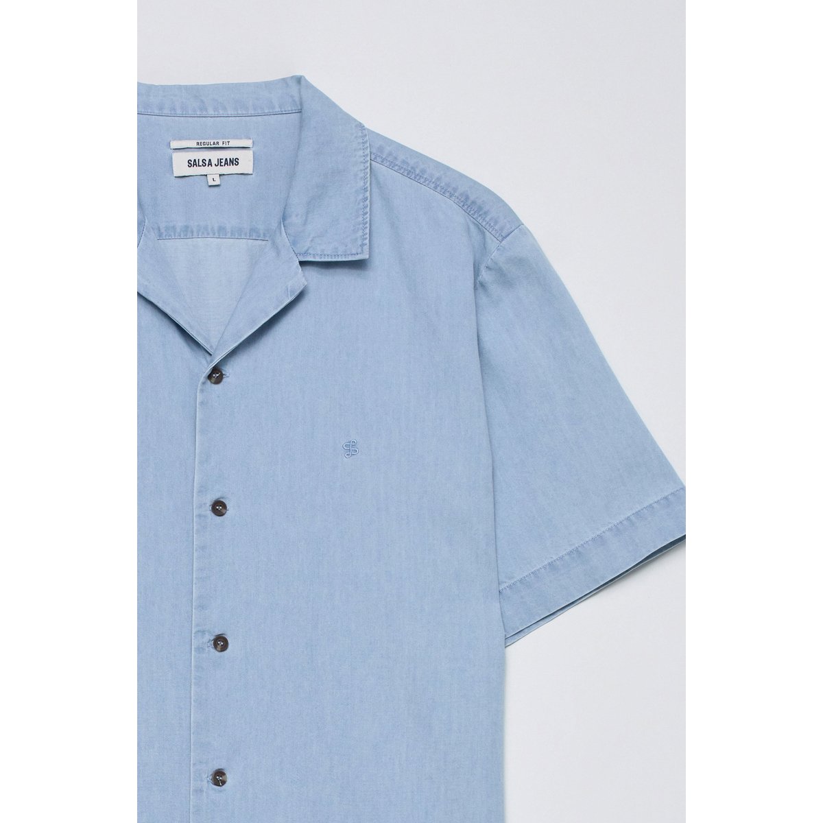 CHEMISE À MANCHES COURTES EN DENIM LÉGER bleu cobalt, SALSA JEANS