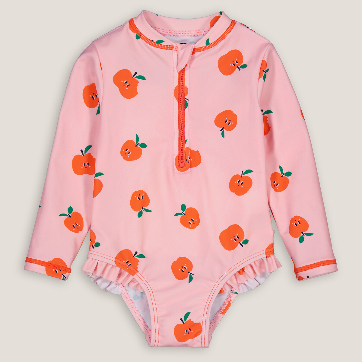 Maillot de bain 1 pièce imprimé pommes rose, LA REDOUTE COLLECTIONS