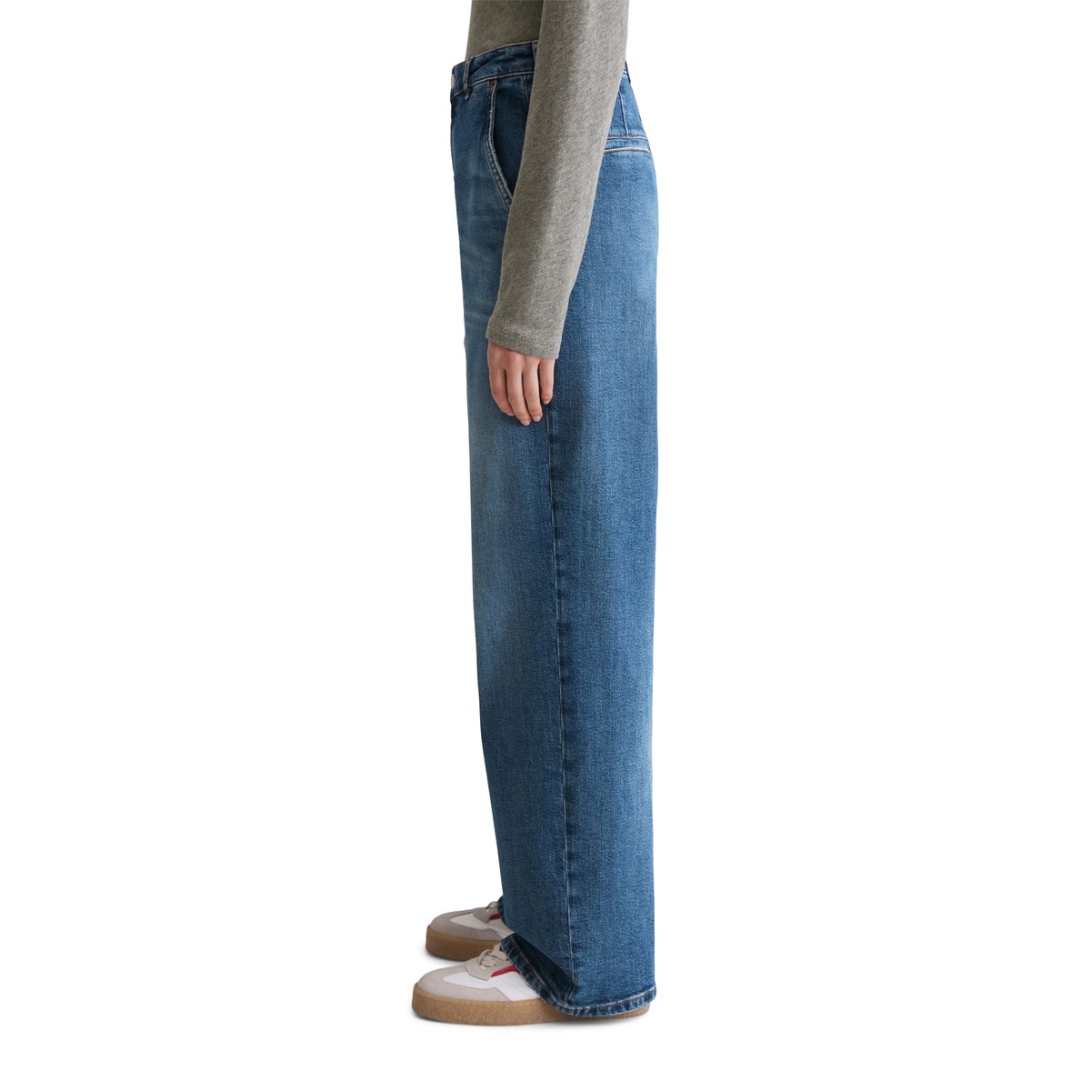 Jeans modèle Luma large en mélange de coton organique bleu moyen, MARC O'POLO