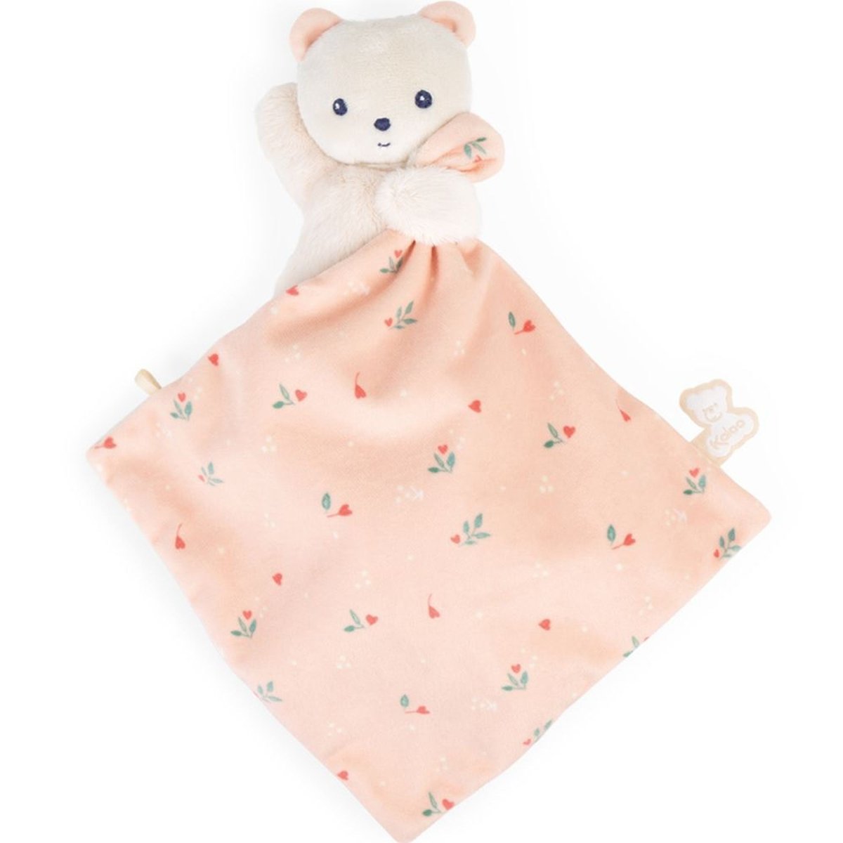 Doudou carré douceur plat crème, vert, saumon, KALOO