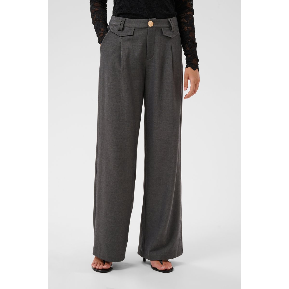 Pantalon de costume gris dark grey melange, CREAM