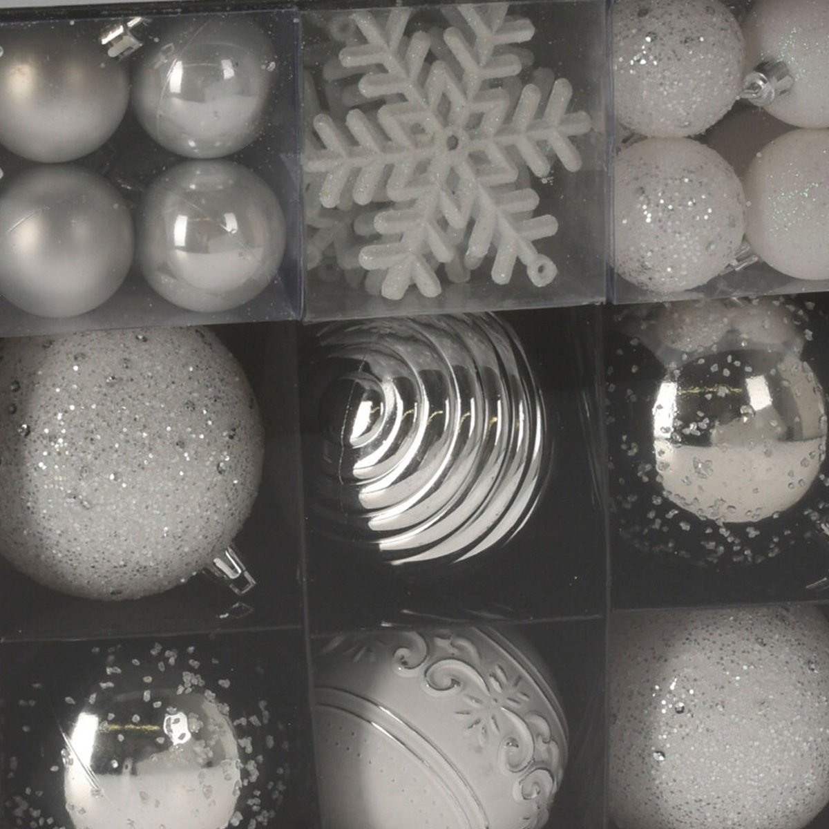 Set de 50 boules de Noël blanches et argentées blanc, WADIGA