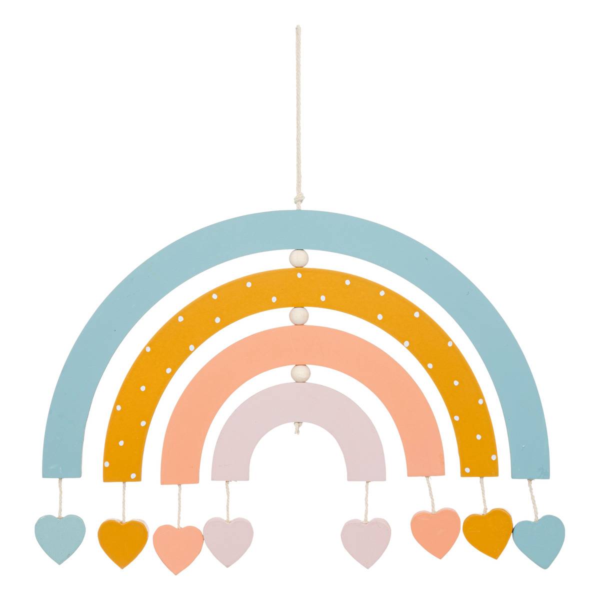 Décoration murale enfant arc-en-ciel bois et coton MALAK multicolore, ATMOSPHERA FOR KIDS