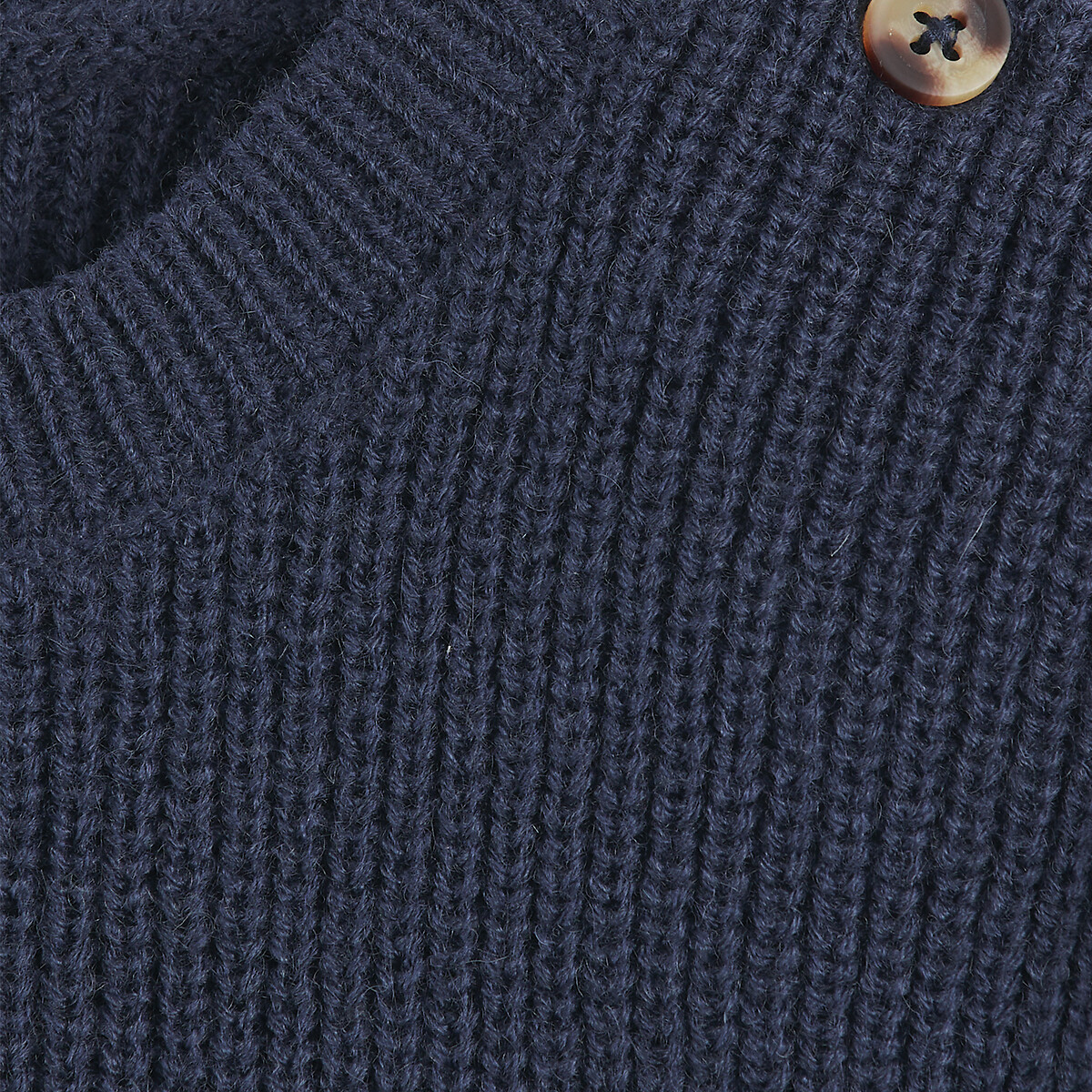 Pull col rond en grosse maille bleu marine, LA REDOUTE COLLECTIONS