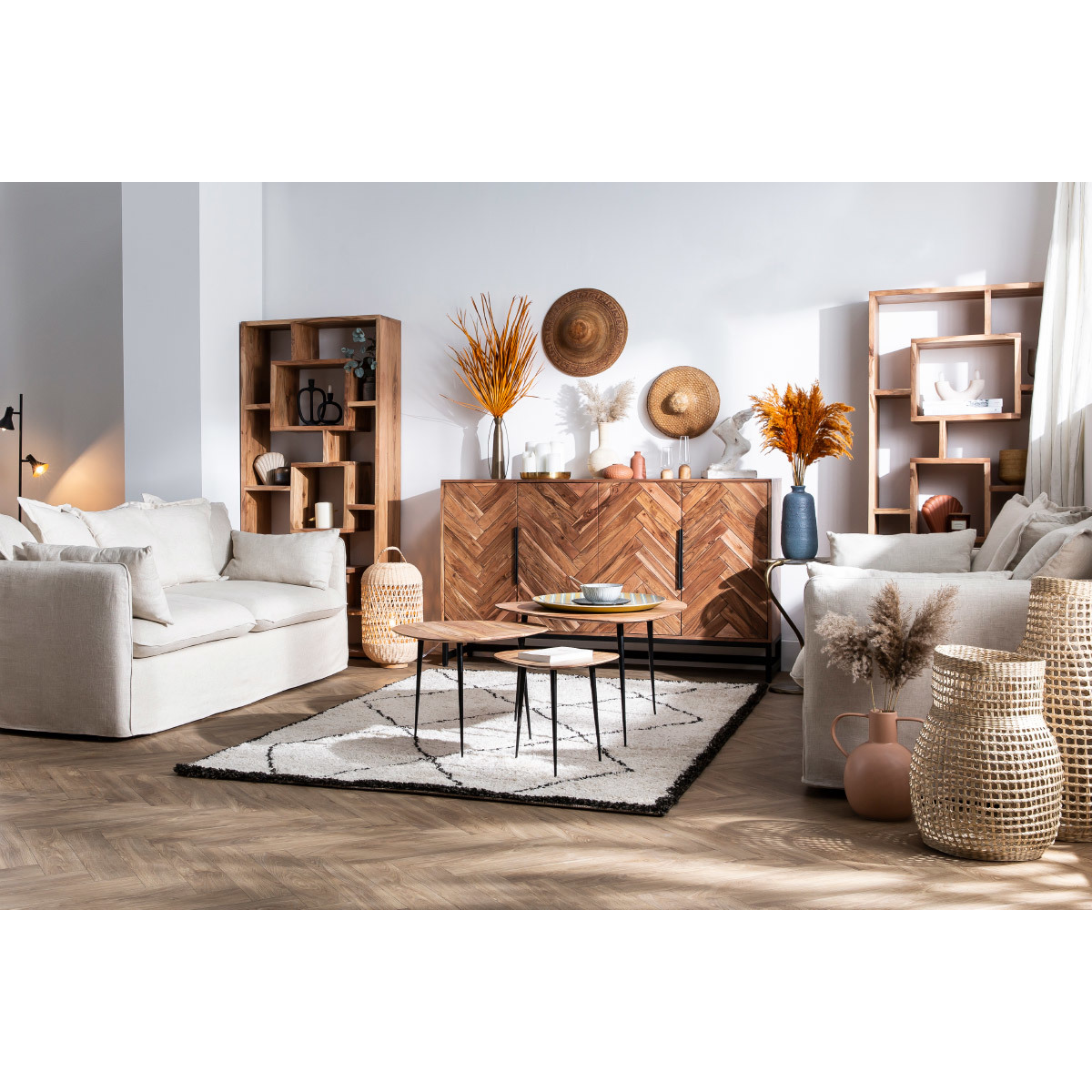 Bibliothèque ouverte design en bois massif L80 cm CHAPMAN naturel, MILIBOO