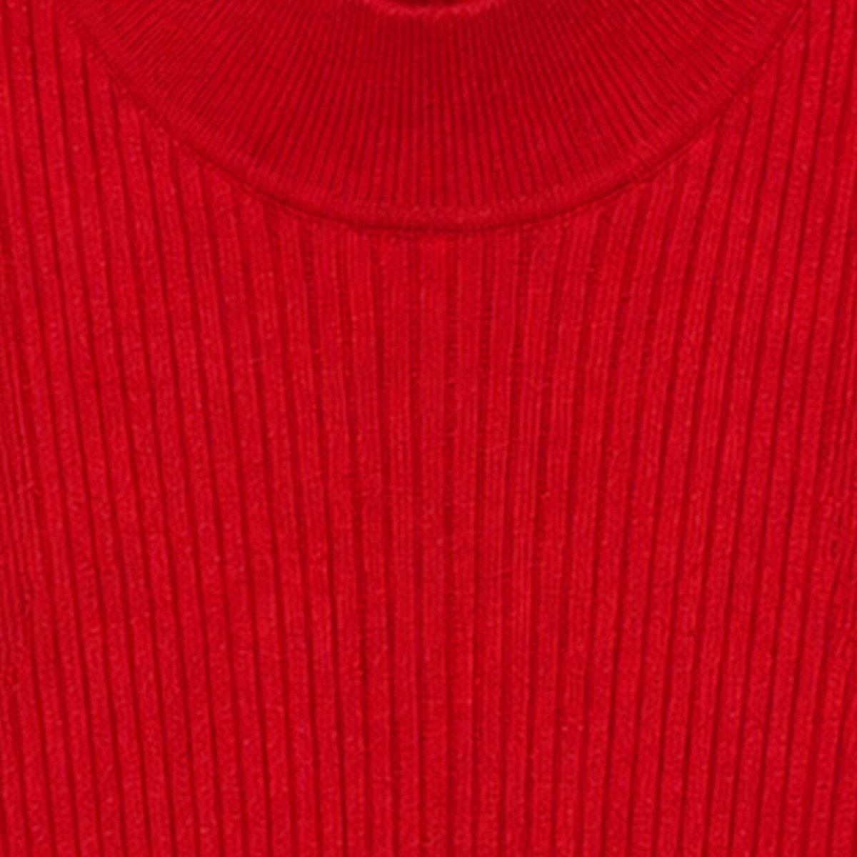 Pull manches longues à côtes uni en coton et cachemire mélangés poivron, MONOPRIX