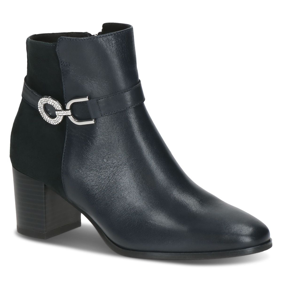 Bottine en cuir bleu blue océan combiné, CAPRICE