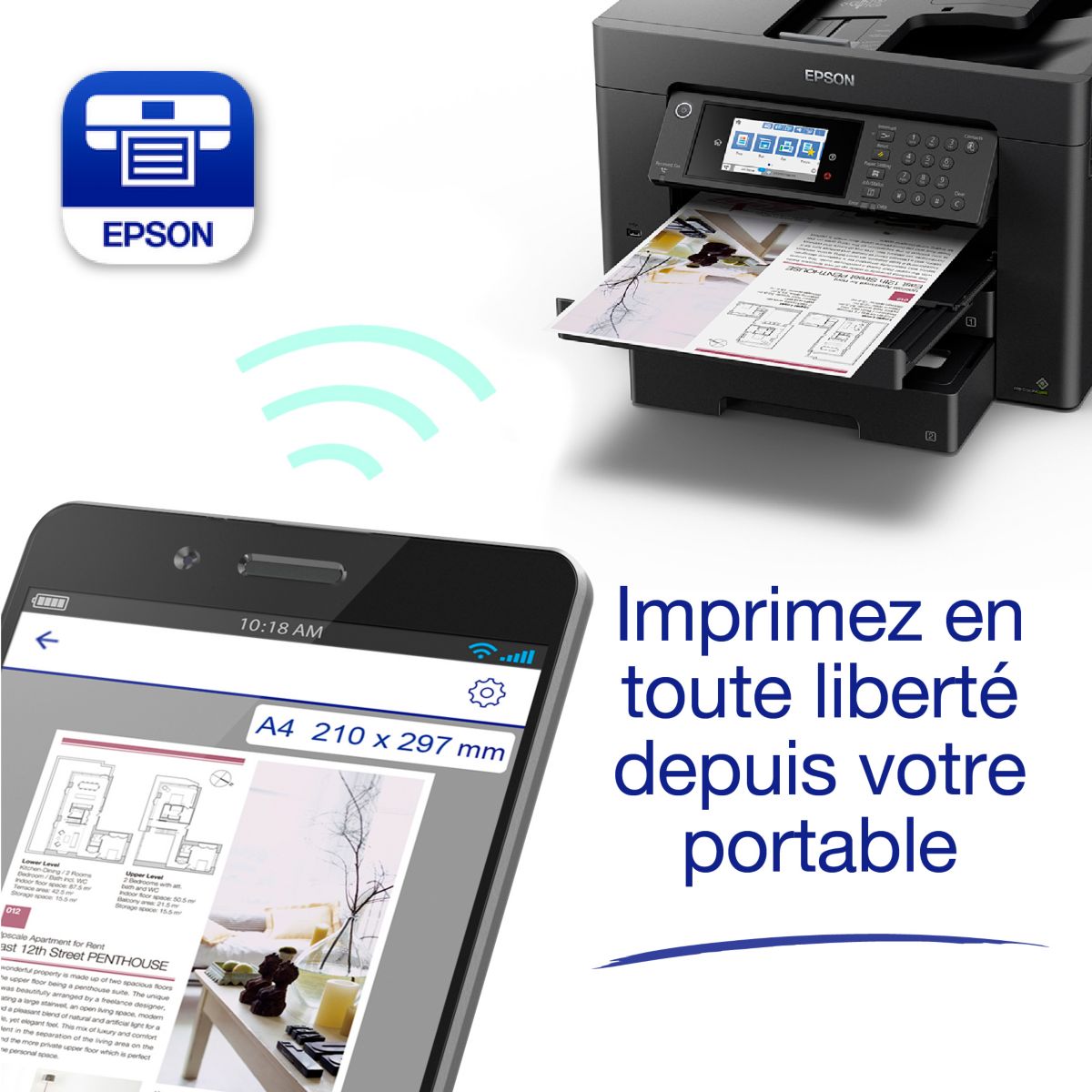 Imprimante jet d'encre WorkForce WF-7840DTWF couleur unique, EPSON