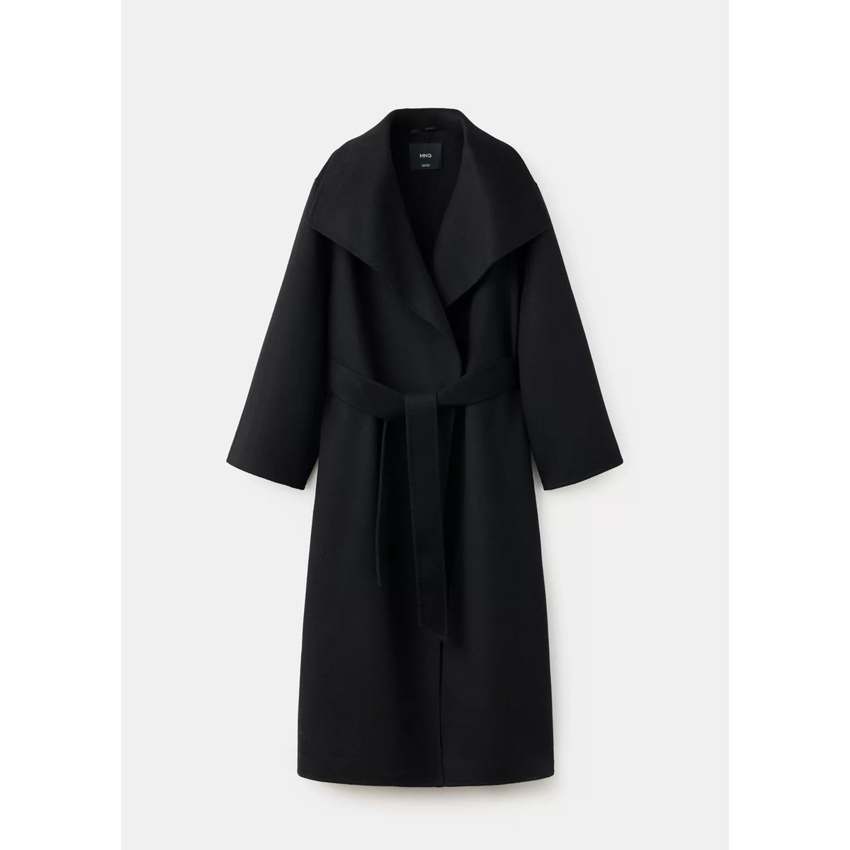 Manteau laine fait à la main ceinture noir, MANGO