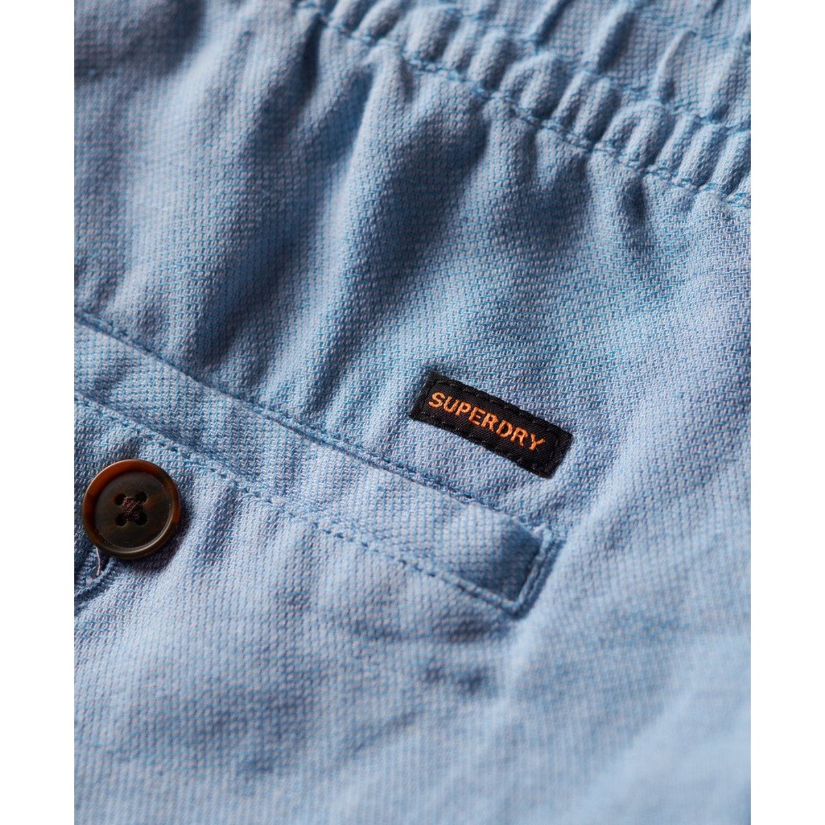 Short en lin avec cordon de serrage bleu/optic, SUPERDRY