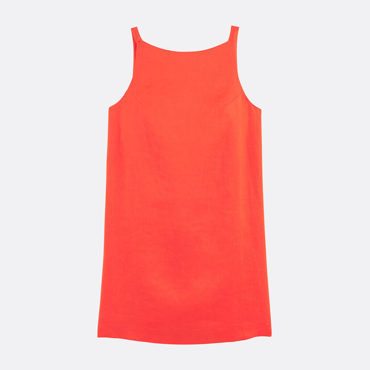 Abito dritto in lino, corto, senza maniche rosso granatina, LA REDOUTE COLLECTIONS