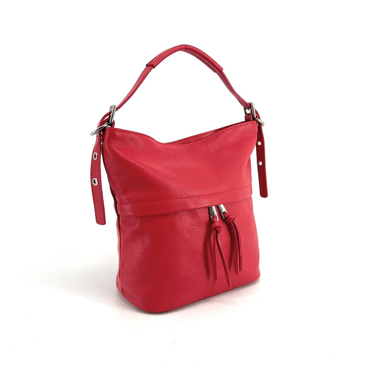 Sac à main en cuir grainé LIVERPOOL rouge clair, OH MY BAG