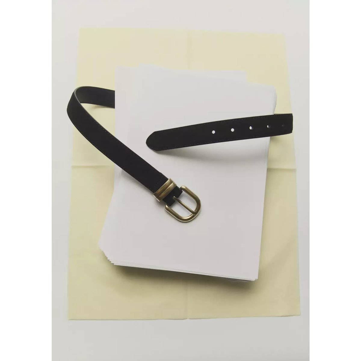 Ceinture cuir suède noir, MANGO