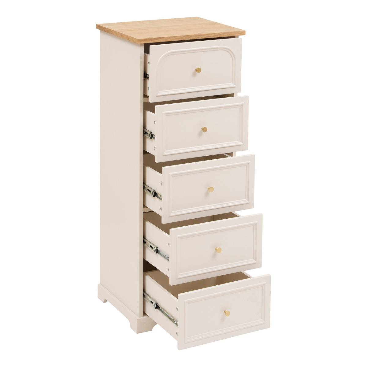 Commode chiffonnier 5 tiroirs MOHEA ivoire, ATMOSPHERA