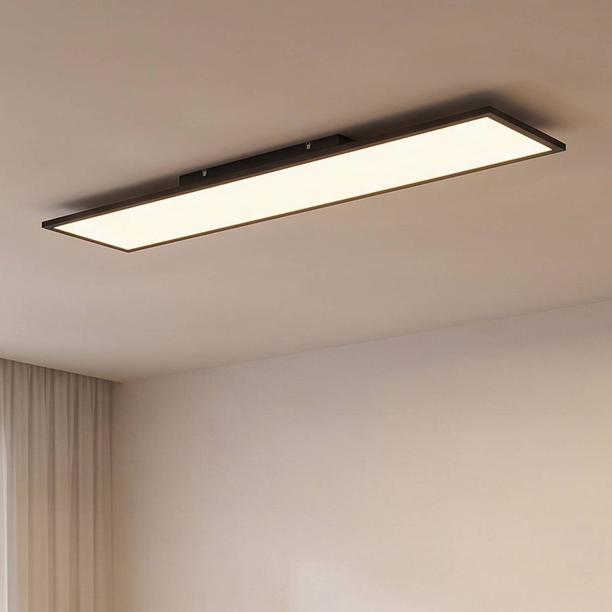 Plafonnier moderneLED, Lamin noir, blanc, LINDBY